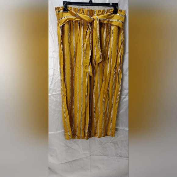 NWT Abercrombie & Fitch Women's Wide Leg Pant Yellow, Blue & White Stripes XL - Picture 1 of 7
